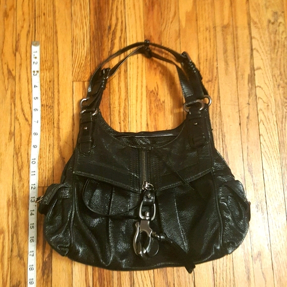 FRANCESCO Biasia black patent leather luxury purse